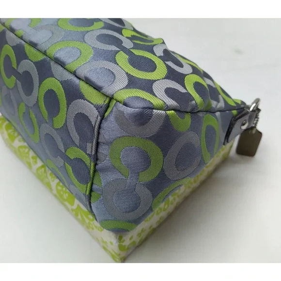 Coach Gray Canvas Leather Trim Zipper Closure Small Hobo Bag - Picture 7 of 12